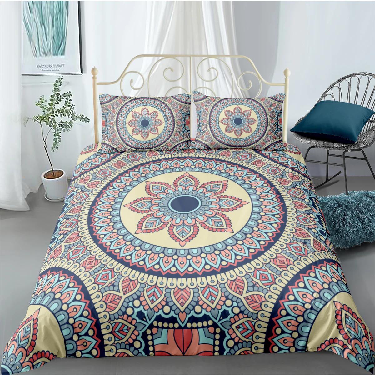 Bohemian Bedding Sets 3D Mandala Flower Duvet Cover and Pillowcase Set Quilt Cover King Full Twin Bed Set Home